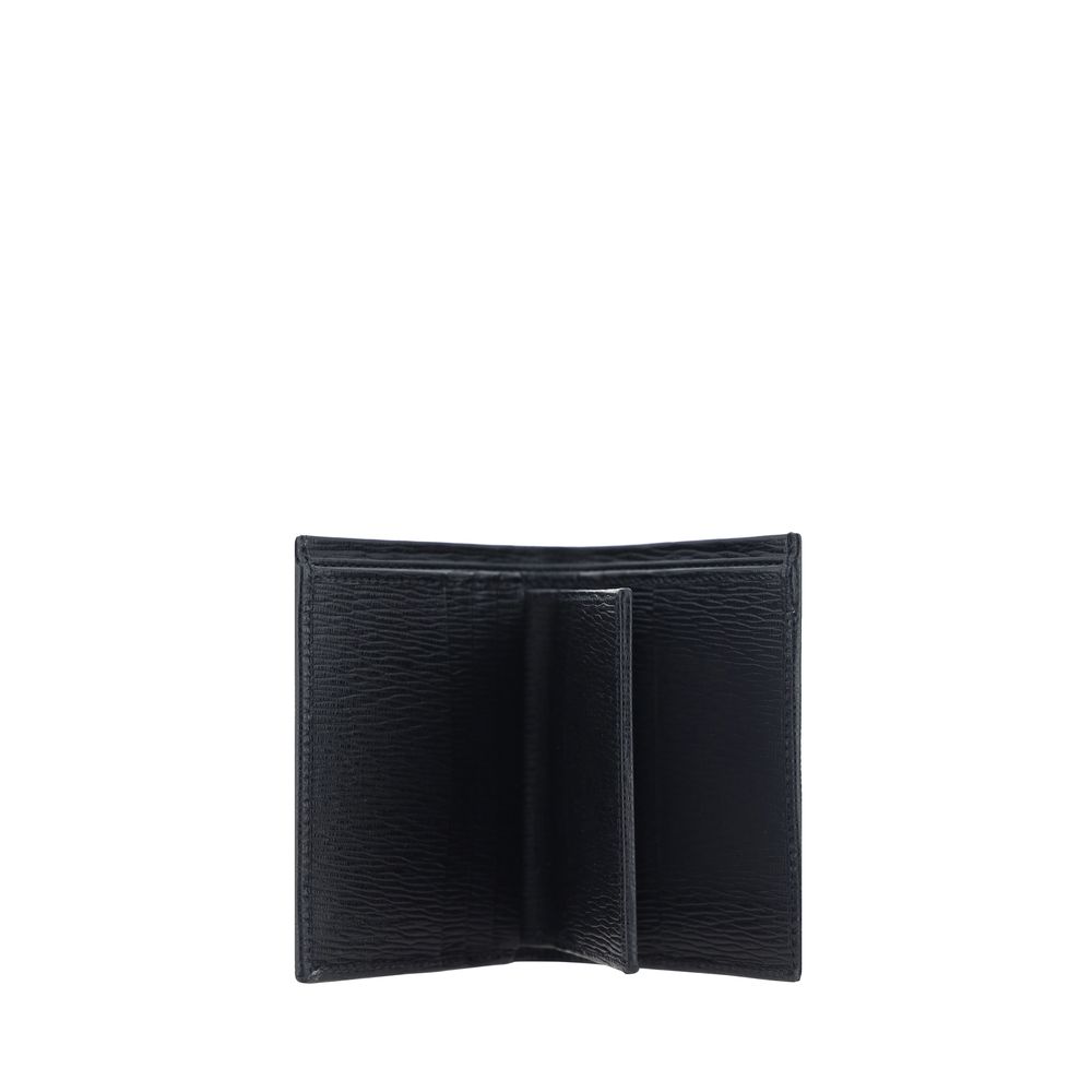 Ferragamo Black Calf Leather Bos Taurus Wallet